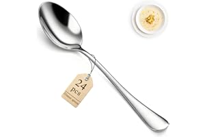 Berglander Dinner Spoons Set 24pcs, 18.7cm Food Grade Stainless Steel Silverware Soup Spoon Tablespoon for Home, Hotels or Re