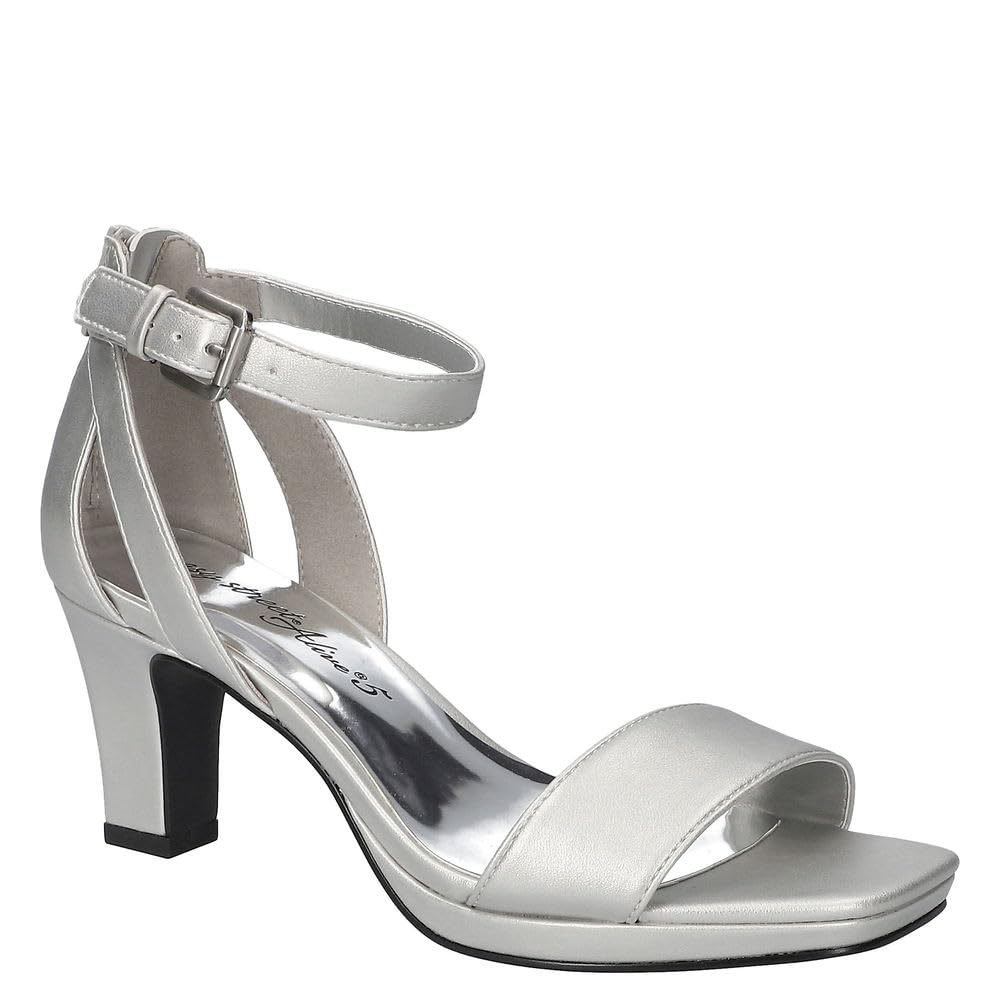 Easy Street Women’s Ro Heeled Sandal, Silver, 6.5 Narrow