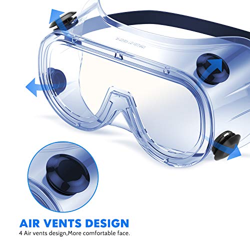 HULISLEM G8 Safety Goggles Over GLASSES For Eye Protection Adjustable