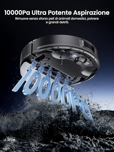 Proscenic Q10 Robot Vacuum Cleaner with Mapping, Robot Flooring 10000Pa 200min, LiDAR Smart, APP Control/Alexa/WiFi/Siri/IFTTT, Ideal for Home Cleaning/Animal Hair