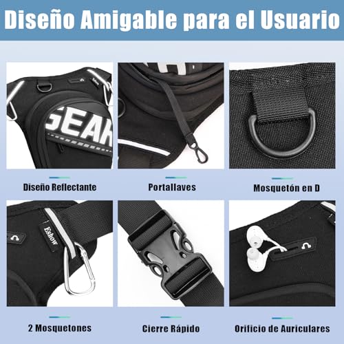 Eshow Expandable Leg Bag for Men and Women, Motorcycle Leg Bag with Adjustable Straps, Waist Packs for Motorcycle Travel Cycling Hiking Sport Black