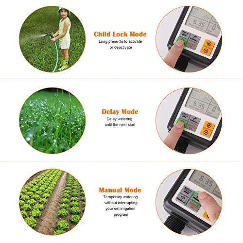 Johgee Automatic Watering Timer Drip Watering Timer, Waterproof and Used Outdoor, Multiple Modes, 3" LCD Screen, Irrigation for Garden Farm Lawn Flower