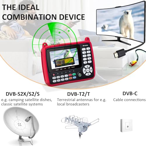 ST-5155 DVB-S2/S/S2X/T2/T/C Combined Digital Terrestrial Signal Meter with Unicable/Scr/Dcss, Satfinder Satellite Detectors H.264/265/HEVC