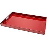 Kotobuki Rectangular Lacquer Serving Tray, 18-3/4-Inch, Red
