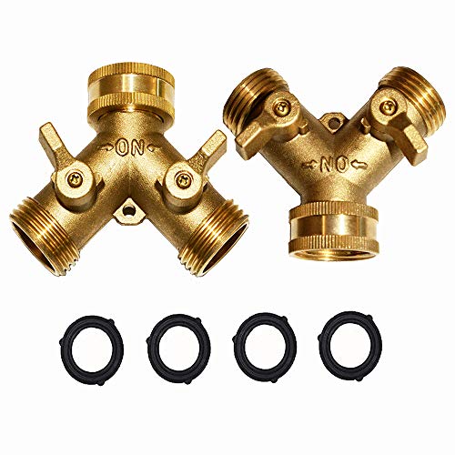 HQMPC 2 Way Hose Y Valve Brass Hose Splitter Garden Hose Y Valve