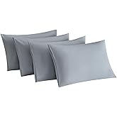 MINIPANDA Light Grey Pillow Cases Set of 4 Queen Size - Gray Pillow Cases Super Soft, Smooth and Breathable - Envelope Design - Machine Washable Lightweight (20X30 Inches (4 Piece))