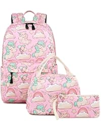 Abshoo Cute Lightweight Kids School Bookbags Unicorn Girls Backpacks With Lunch Bag (Unicorn Pink Set G3)