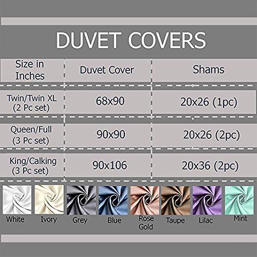 100 Bamboo Duvet Cover Set with Zipper Closure & Corner Ties 90x106