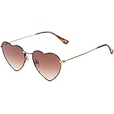 Foster Grant Sun Luv Only Love Here Heart Sunglasses, Gold, 54mm