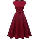 DRESSTELLS Red Valentines Party Date Night Dress, Coctail Dresses for Women 2026 Formal Wedding Guest Black Tie Vintage 1950s Evening Gown Burgundy S