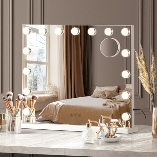 EDIMENS 58X46CM Hollywood LED Makeup Mirror with Touch Control - 15 Dimmable Lights, Adjustable Stand, Stable Base - Professional & Home Vanity Mirror for Precise Makeup (Ideal for UAE)