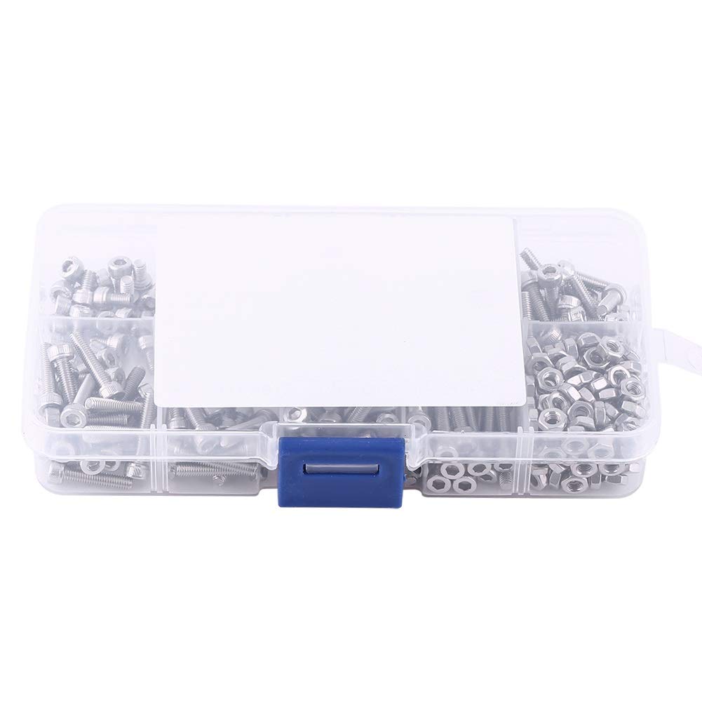 Fastener - M3 Stainless Steel SS304 Hex Socket Cap Head Screws and Nuts Assortment, 340-Pack