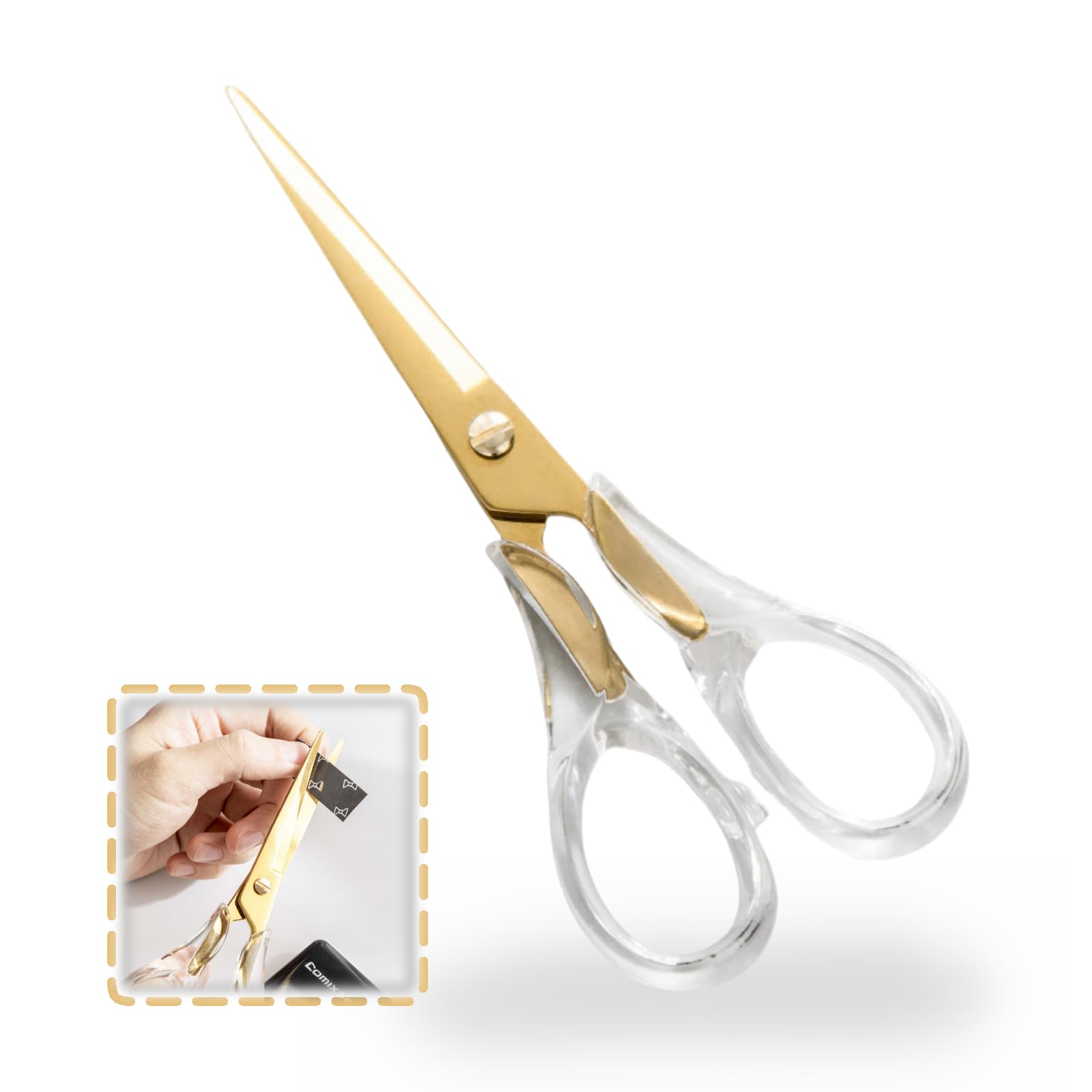 1 PCS Scissors Multipurpose Golden Stainless Steel Scissors Acrylic Scissors Office Scissors School Scissors for Craft Sewing Papers Fabric Canvas Embroidery Dressmaking Office Home School