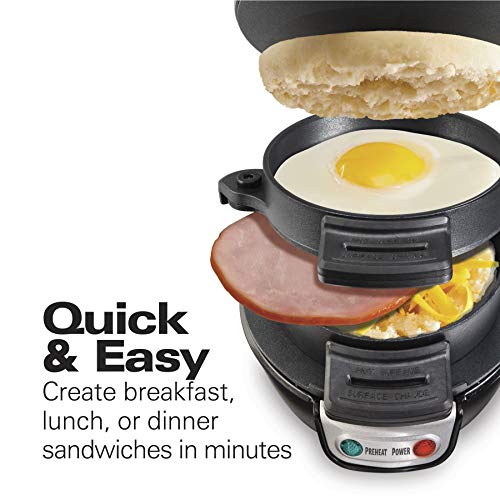 Hamilton Beach Breakfast Sandwich Maker with Egg Cooker Ring, Customize