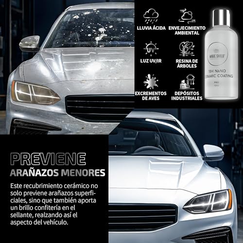 Magic Shield Recubrimiento Cerámico PRO 10H - Auto Reparador | Protección Avanzada SiO2 Duradera | Aplicación Fácil | Brillo Intenso | Ideal para Autos, Motos, RVs y Barcos