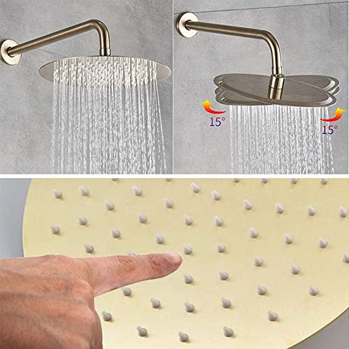 Brushed Gold Flush Mount Shower Set, 10" Recessed Shower Kit with Hand Shower, Shower Systems, Bathroom Shower Mixer