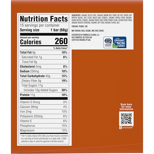 CLIF BAR – PROTEIN BARS – CRUNCHY PEANUT BUTTER – MADE WITH ORGANIC OATS – ENERGY BARS – NON-GMO (15 PACK)