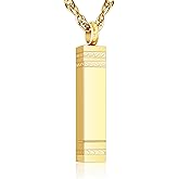 XIUDA Cremation Urn Necklace for Ashes Bar Cremation Jewelry Stainless Steel Ash Necklace Memorial Keepsake Pendant for Men Women