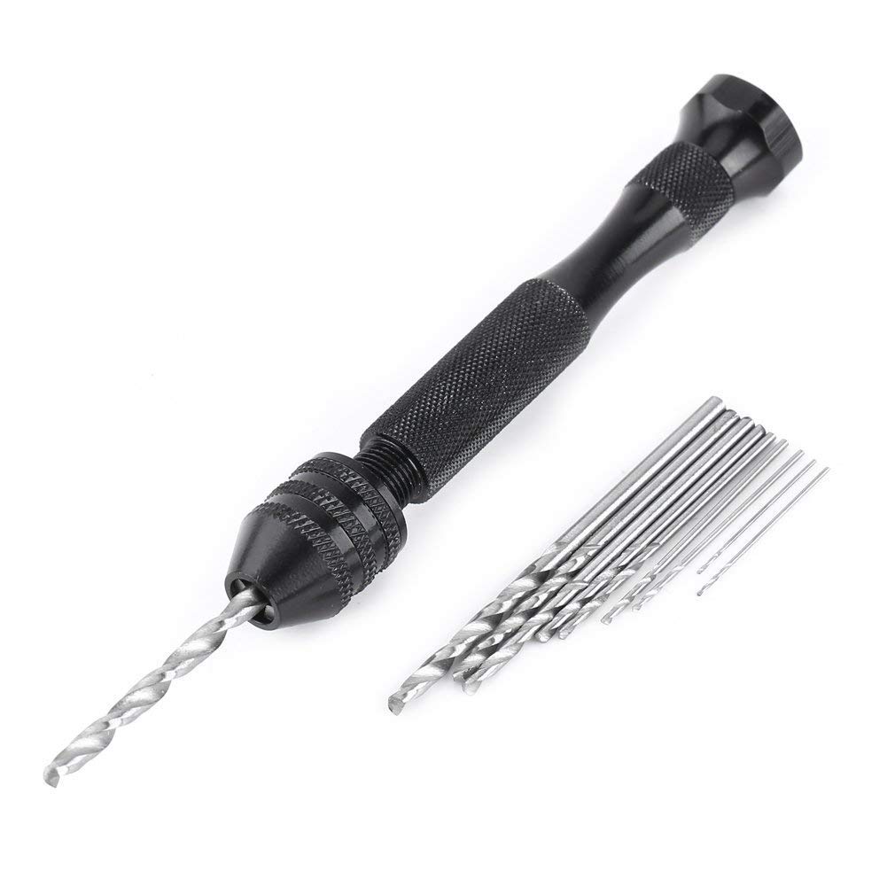 Hand Drill Bits Set, Mini Pin Vise Hand Drill Hand Drill Twist Drill Bits Set High Speed Steel Micro Drill Bits