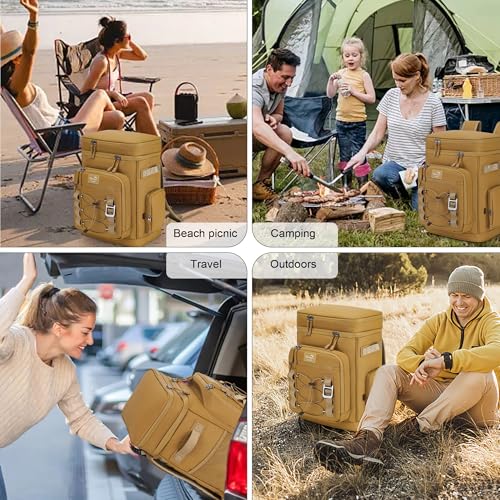 Youngoa Mochila Nevera Isotermica, 30L Grande Bolsa Termica Impermeable para Picnic, Playa, Camping, Barbacoa, Negro