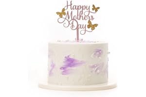 GIGA GUD 6 pcs Happy Mother's Day Cake Topper Cake topper Acrylic Cake topper Decorative Party Cake Decoration for Mother's Day(rose gold butterfly)