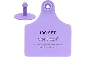 NAOEDEAH Cattle Ear Tags Blank Cow Tags Blank Ear Tag for Cattle Plastic Livestock Livestock Ear Tags for Cows Hogs Sheep Goat Farm Animal Tag (Purple)