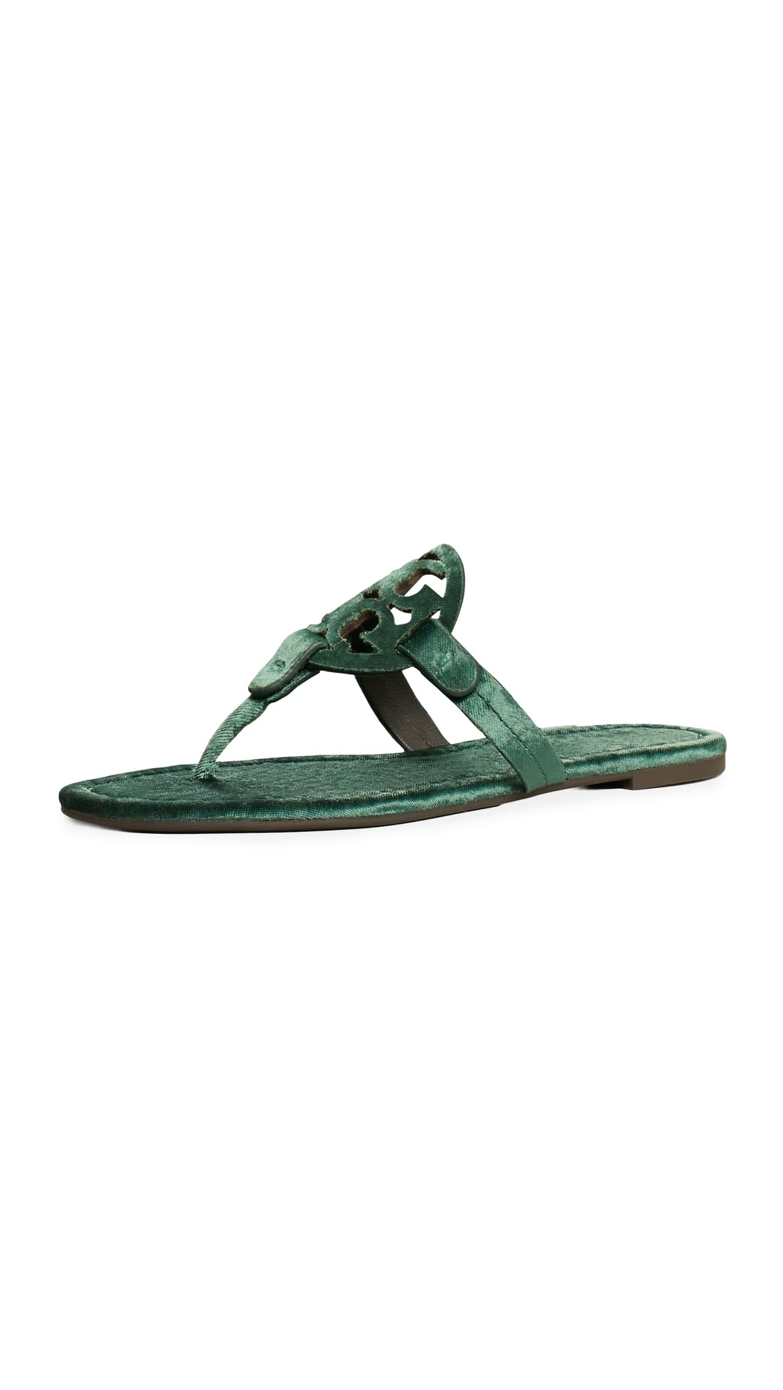Tory Burch Women's Miller Velvet Sandals, Deep Teal, 7.5 Medium US Image
