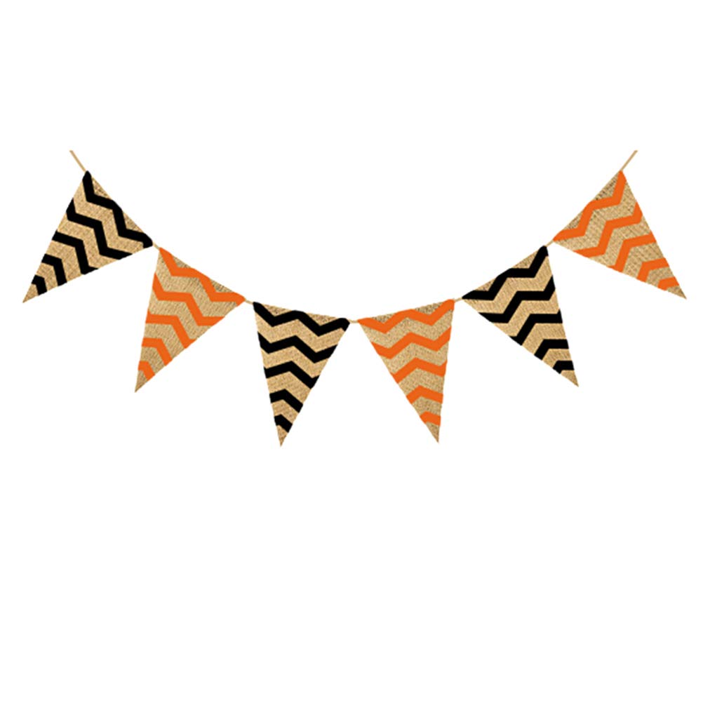 PRETYZOOM Birthday Party Wavy Stripes Printing Pennant Party Supply Classy Bunting Linen Banner Wall Decoration