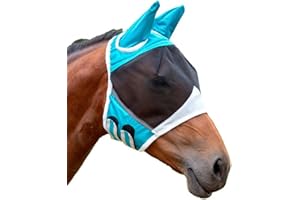 XUSIJAKQ1 Lightweight and Stylish Horse Fly Masks - for Protection and Fly for Horses Polyester Horses Accessories Horse, Blu