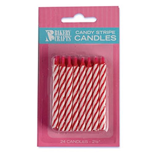 Oasis Supply Candy Stripe Birthday Candles, 2.5-Inch, Red