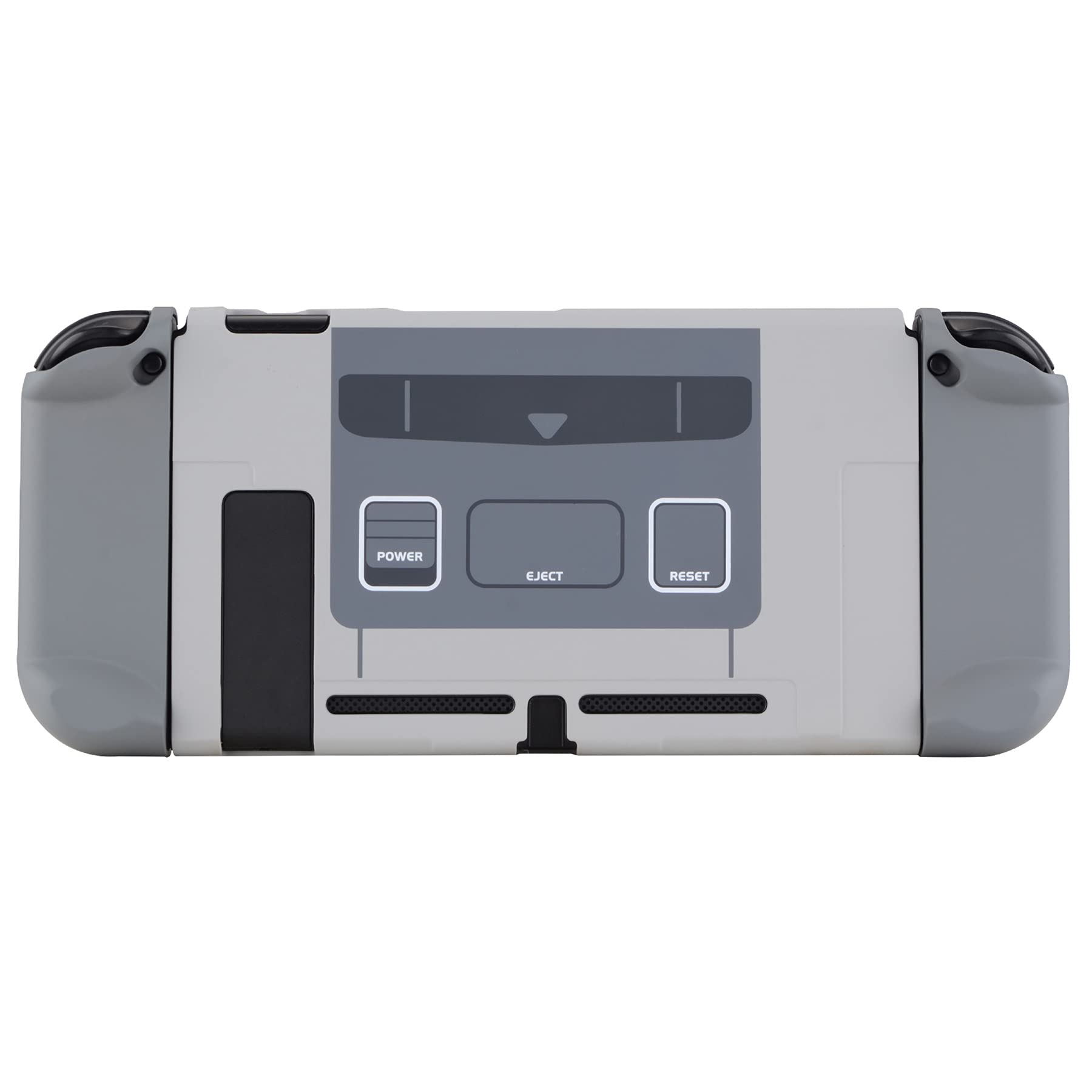 eXtremeRate PlayVital Back Cover for Nintendo Switch, NS Joycon Handheld Controller Protector Hard Shell, Dockable Protective Case with Colorful ABXY Direction Button Caps - SFC SNES Classic EU Style