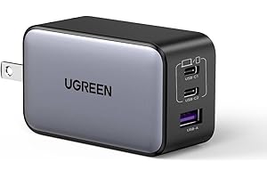 UGREEN Nexode 65W USB C Charger, 3 Port GaN Charger Foldable Tablet Charger Block Compatible with iPhone 17 Pro Max/17 Pro/iP