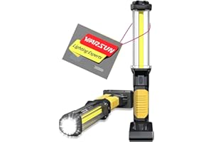 ​​WARSUN Rechargeable COB LED Work Light-Magnetic Hands-Free Trouble Light with Hook, IPX4 Waterproof for Garage Repair, Mens Gifts-Emergency Light Tool for Adults Men Dad (Yellow)​