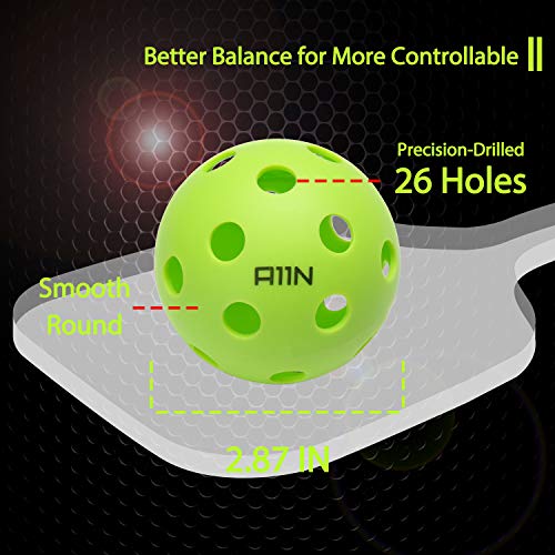 A11N Premium 26 Holes Indoor Pickleball Balls, Durable and High