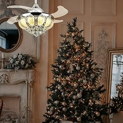 Siljoy 36" Retractable Crystal Ceiling Fans with