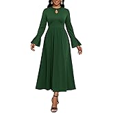 knowfashionstyle Long Sleeve Dress for Women 2025 Formal Wedding Guest Dress Elegant Maxi Dresses Flowy Fall Cocktail Dresses