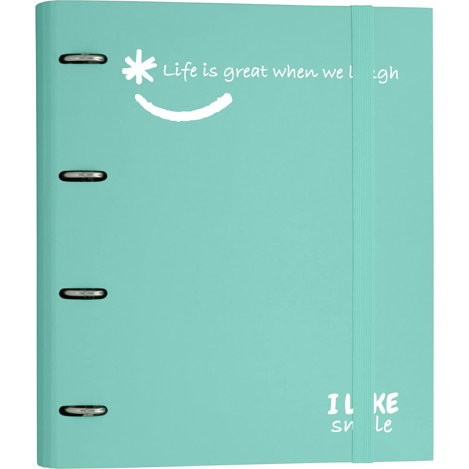 Grafoplás 88101326. Die-Cut 4 Ring Binder with Refill, A4, Mint, Lined Cardboard FSC Paper, Includes Dividers, Carpebook Like Smile