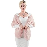 AMTFBY Women's Faux Fur Wrap Cross Shawl For Winter Evening Party Cape