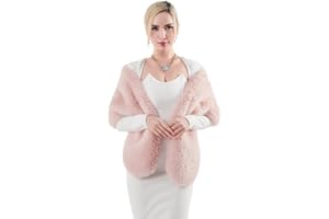 AMTFBY Women's Faux Fur Wrap Cross Shawl For Winter Evening Party Cape