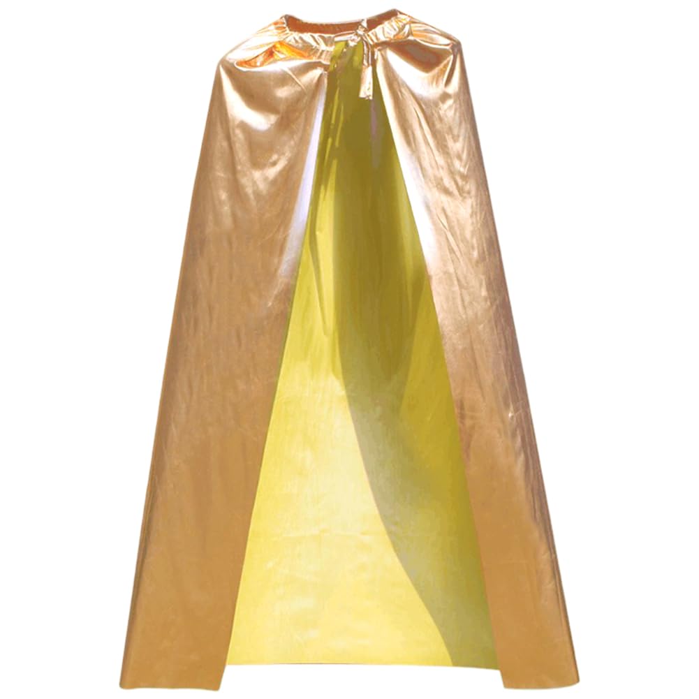 CABODYALS Gold King Costume Cape Adult Halloween Costumes Sparkly Capes Poncho Soild Shiny Metallic Royal Queen Cosplay Cloak Robe for Women Man Party Christmas Celebrations Performances Accessories