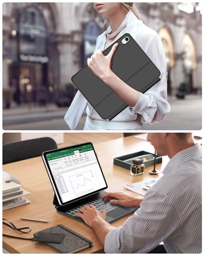 Tiiomioon Funda Teclado para iPad 10ª Gen 2022/ iPad 11 Gen A16 2025, Magic Keyboard per Pad 11 Generación A16, Español Ñ Touchpad Bluetooth Retroiluminado Teclado para Pad 10.9'' 2022 -, Negro