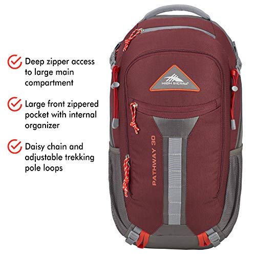High Sierra Pathway Internal Frame Hiking Backpack, Cranberry/Slate