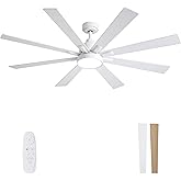 Autoday Large Ceiling Fans with Lights and Remote - 62 Inch White Ceiling Fan with Light, Quiet DC Motor, 3 CCT,Modern Dimmable LED Lighting & Large Ceiling Fans for Living Room Patio, Indoor/Outdoor