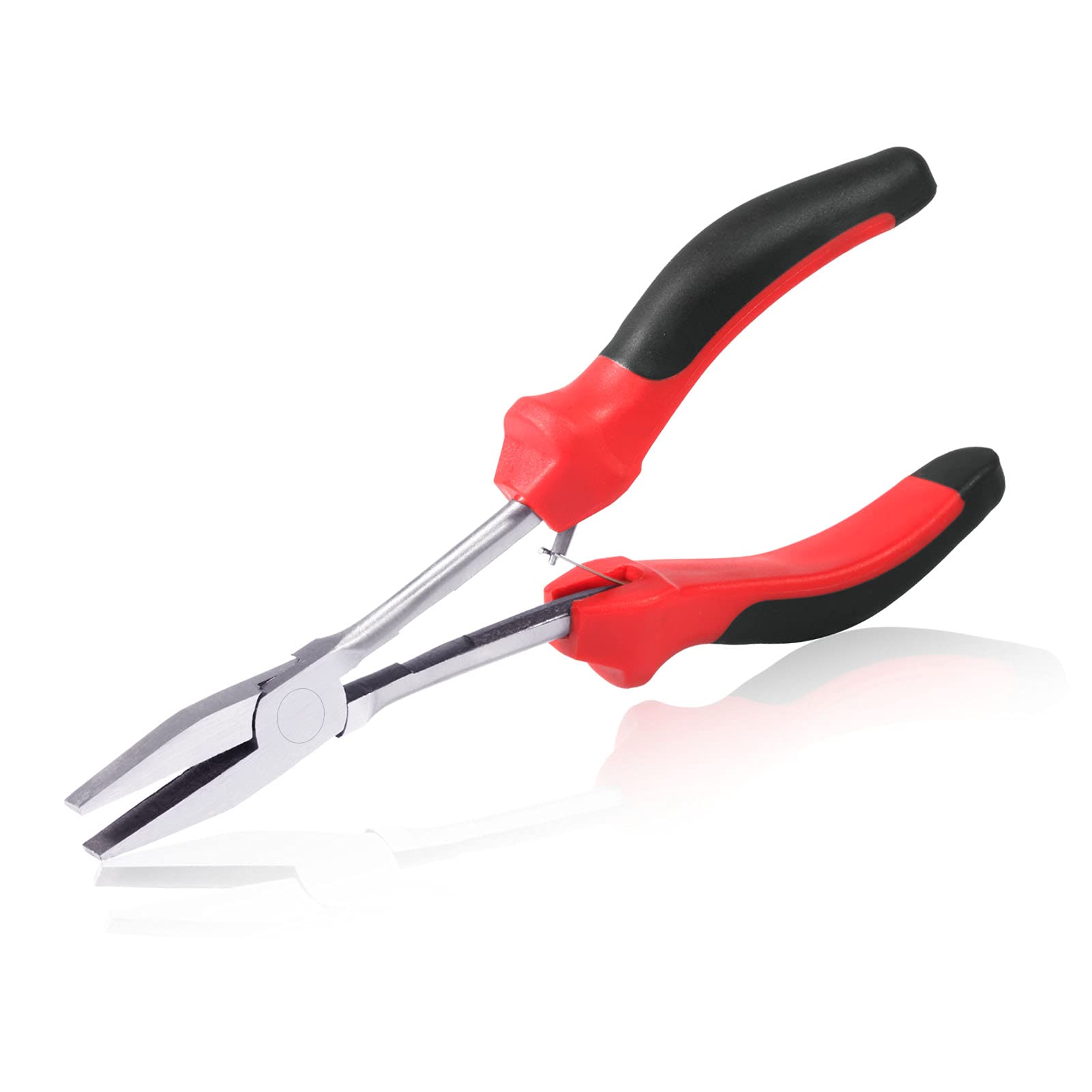 SPEEDWOX Long Reach Flat Nose Pliers, 6.5 Inches Mini Duckbill Pliers with High Leverage TPR Handles, Jewelry Making Pliers for Hard to Reach Narrow Spaces Reduce Efforts