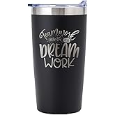 Teamwork Makes The Dream Work Tumbler / 20 Oz Black Engraved To Go Stainless Steel Travel 20 Ounce Coffee Mug/Employee Appreciation Present