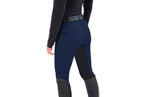 ERTUPE Womens Horse Riding Pants Full Seat Riding Breeches Equestrian Tights Horseback Patchwork Trouser with Pockets