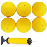 Spike Replacement Balls 6 Yellow Soft Balls with Pump for Roundnet Game