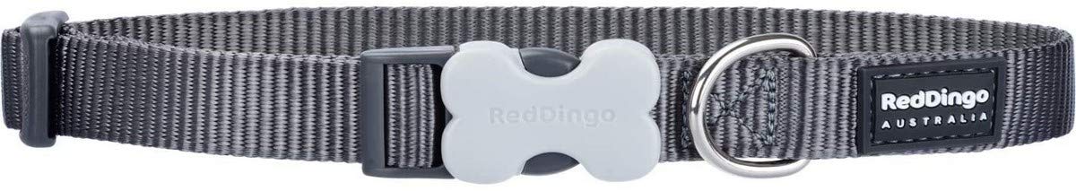 Red Dingo Bucklebone Dog Collar Plain, Grey, X-Small 12mm
