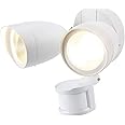LEONLITE Motion Sensor Flood Light, ETL Listed, LED Security Lights Dusk to Dawn, Waterproof Outdoor Floodlighting Fixture, Adjustable Dual Heads, 1400lm, 3000K Warm White, White
