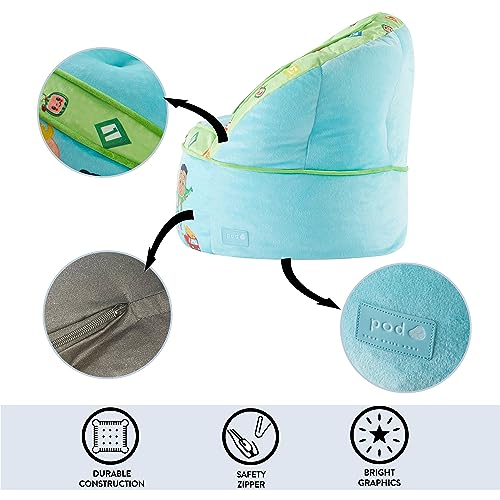 Idea Nuova Blue Round Bean Bag Chair For Kids, Ages 3+, Large